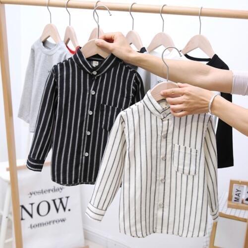 New Baby Boy Shirts Children Clothes England Style Long Sleeve Striped Kids Girls Shirts Tops For Spring Summer Autumn Boys Gift