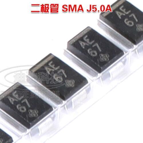 New SMAJ5.0A SMA Silkscreen AE Unidirectional TVS Transient Suppression Diode 400W 5V Chip