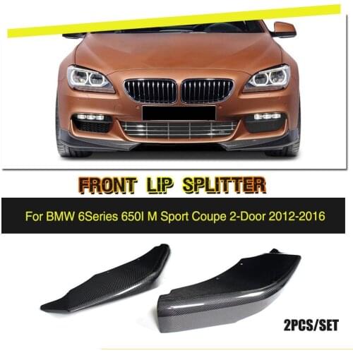 Front Bumper Lip Splitters Flaps Winglets Cupwings for BMW 6 Series F06 F12 F13 M Sport 2012 - 2016 Carbon Fiber / Black FRP