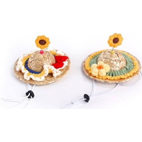 Pet woven straw hat headgear halloween costume Hats for Cats Accessories for dogs Costume for dog Pet Supplies