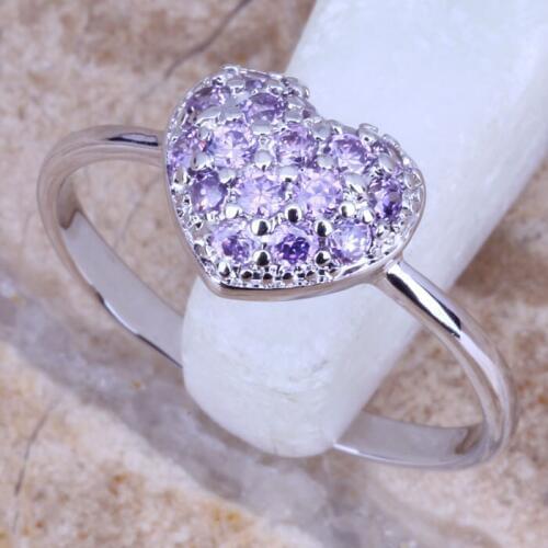 Terrific Purple Cubic Zirconia Silver Plated Overlay Womens Jewelry Ring Size 6 / 7 / 8 / 9 R0659