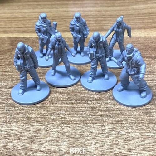 Lot 7PCS People Miniatures Grey For This War Of Mine Board Games Figures Collectibles Rare