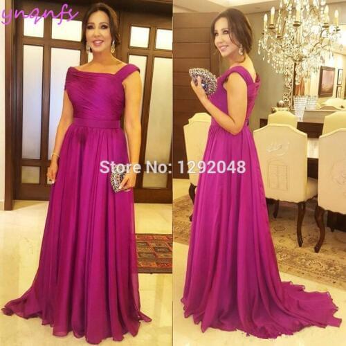 YNQNFS M87 Gala Jurken Vestidos Elegantes Chiffon Dress Fuchsia Mother of the Bride Dresses Groom Mother Outfits Formal Gown