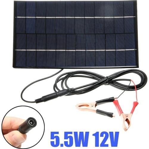 12V 5.5W Car Boat Auto Camp Solar Panel with Battery Clip Power Module Battery Charger For Outdoor Camping
