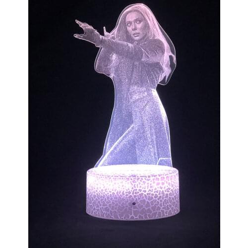 Marvel Hero Scarlet LED Nightlight Realistic Image Colol 3d Led Table Night Light for Bedroom Decor Witch Wanda Django Xmas Gift
