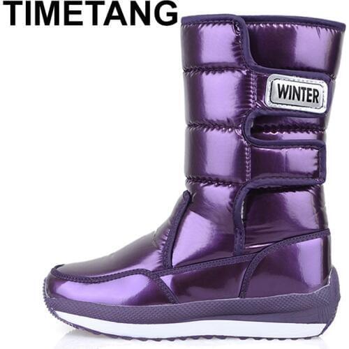 TIMETANGWomen boots winter shoes shoes women snow boots platform boots keep warm mid calf winter furboots heels Women bootsE1406