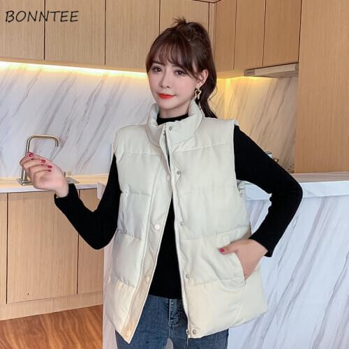Vests Women All-match Chic Solid Simple Ulzzang College Ladies Outwear Cropped Fashion Sleeveless Autumn Female Clothes 2020 Ins