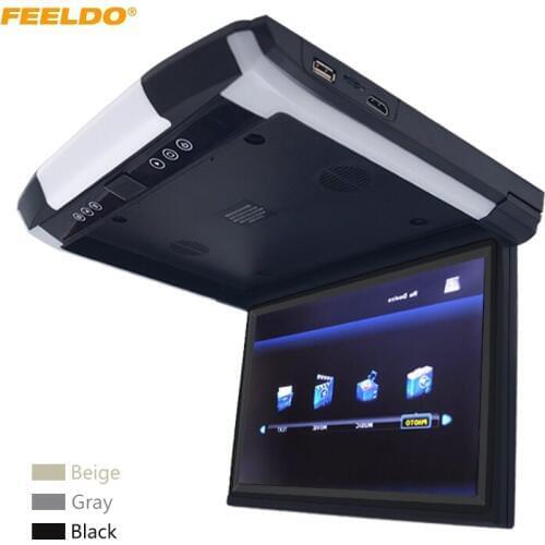 FEELDO 12.1" Car/Bus TFT LCD Roof Mounted Monitor Flip Down Monitor With HDMI/MP5/2-Way RCA Video Input 3-Color Options