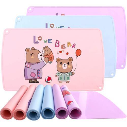1Pcs Baby Placemats Cute Cartoon Non-slip Children Table Mat Food Grade Silicone Table Pad Mat Waterproof Tableware