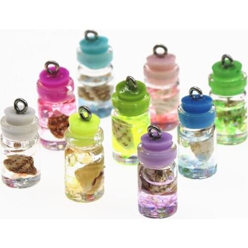 10pcs Glass 3D seashell Ocean Bottle with hook pendant Art Supply Decoration Charm Craft