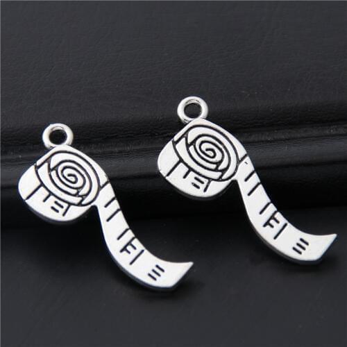 30pcs Silver Color Tape measure Charms Sewing Machine Pendant Making Jewelry Diy Accessories Crafts 27x12mm A3072