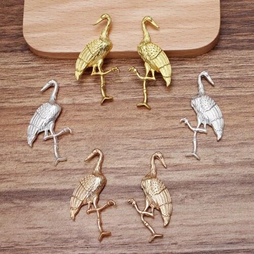 5 PCS 22*45mm New Arrived Metal Alloy Bird Accessories DIY Findings For Jewelry Making Gold-KC Gold-Silver Color