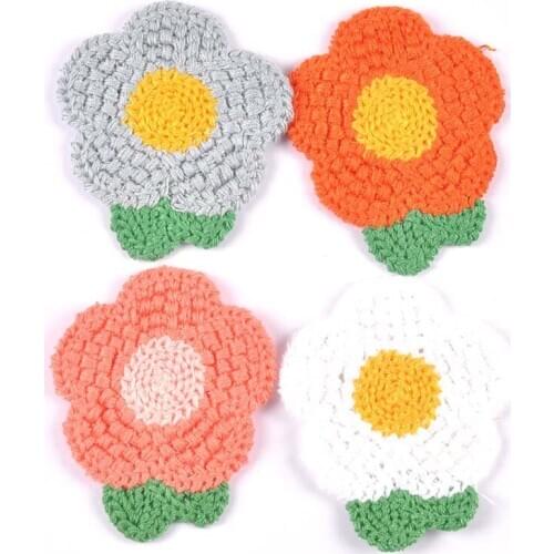 5Pcs/lot flowers Appliques for DIY Hat Clothes Sewing Supplies Headwear Decor Stick-on Patches 58x70mm