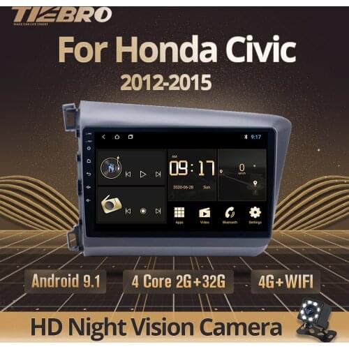 TIEBRO 2G+32G Android 9.0 IPS Car Radio Multimedia Video Player For Honda Civic 2012-2015 Navigation GPS No 2din 2Din Dvd Player