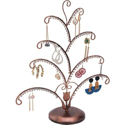 Bronze Metal Tree Shaped Jewelry Display Stand Earring Ear studs Storage Rack Desktop Decor Ornaments Crafts Home Accessories