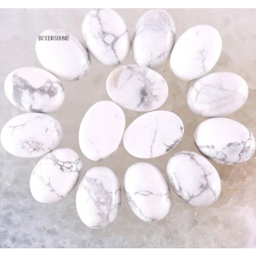 BUYERSHOME 5Pcs 15x20MM Natural Stone White Howlite No Drilled Hole Oval Cabochon CAB Bead For DIY Jewelry Making Ring K1523