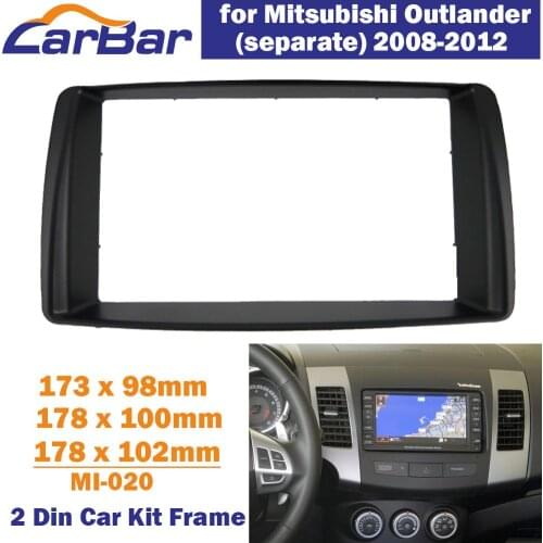 CarBar Double Din Car Radio Fascia for Mitsubishi Outlander Separate Dash Dashboard Frame Panel Size Trim Kit Car Stereo