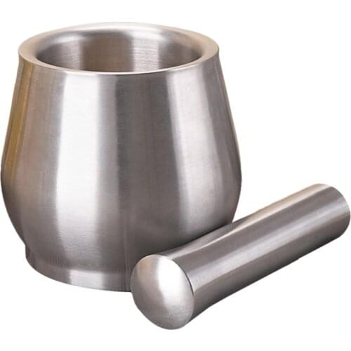 Stainless Steel Garlic Masher Mortar And Pestle Set Drum Shape Spice Grinder Pill Crusher Garlic Press