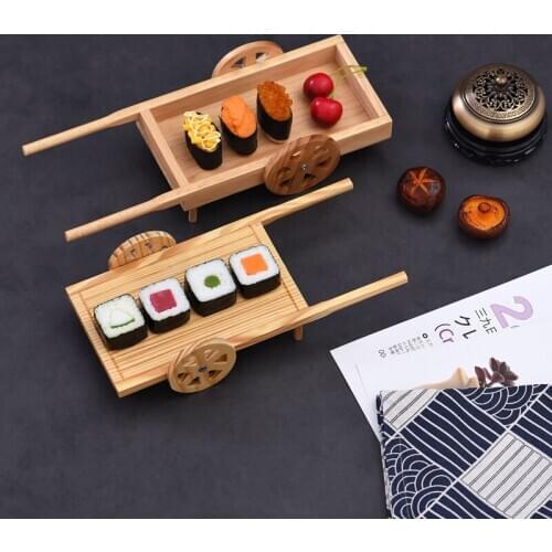 Wooden creative sushi car sushi plate container Japanese tableware creative plate special sushi plate place snack plate