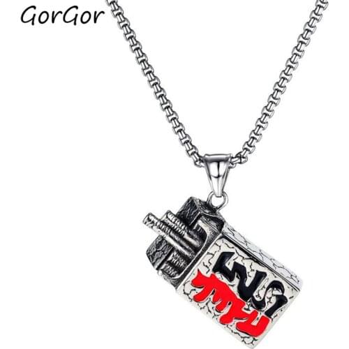 GorGor Necklace Men Stainless Steel Pattern Cigarette Case Good and Evil Pendant Individuality Party Accessories TX-1810
