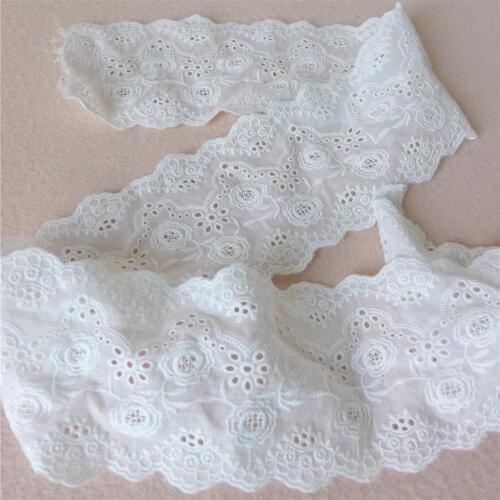 Eyelet Lace Fabric Trim In White Cotton Lace Trim With Floral Bridal Lace Wedding Dress Lace DIY Home Decoration