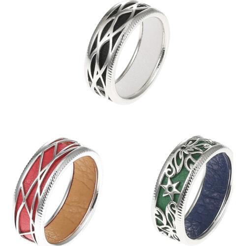 Legenstar anillos plata para mujer Reversible Leather Band wedding rings engagement ring bagues pour femme DIY Jewelry