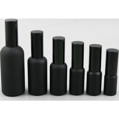 12 x 100ml 50ml 30ml 20ml 15ml 10ml Matt Black Glass Perfume Bottle With Aluminium Mist Spray Cosmetic Containers