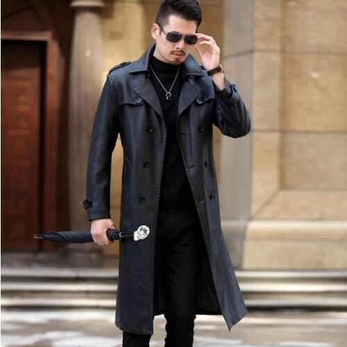 Mens leather jacket slim plus velvet autumn winter trench coat men thicken black jackets fashion clothes jaqueta de couro 3XL