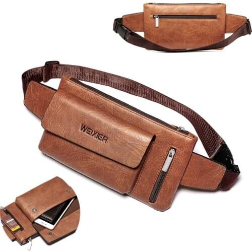 Men Waist Packs PU Leather Vintage Travel Riding Motorcycle Hip Bum Belt Pouch Fanny Pack Waist Purse Clutch Bag Drop Shipping