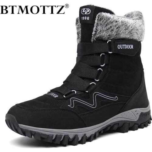 Leather Men Boots Winter with Fur Super Warm Snow Boots Men Winter Work Casual Shoes Sneakers Military Combat Ankle Boots Female
