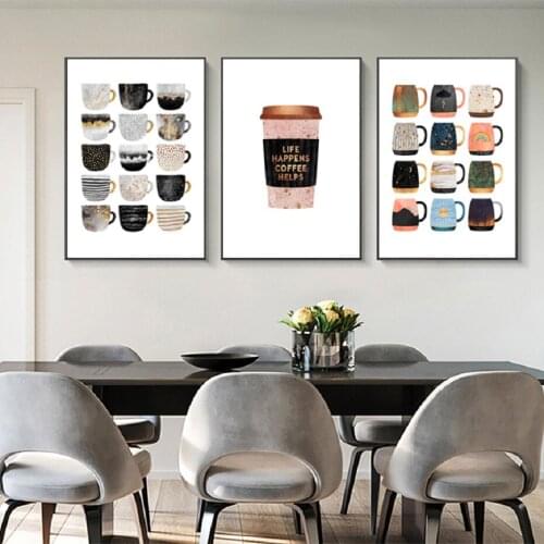 But First Coffee Colorful Cups Coffee Kitchen Prints Poster Nordic Canvas Paintings Wall Art Pictures Living Room Home Decor