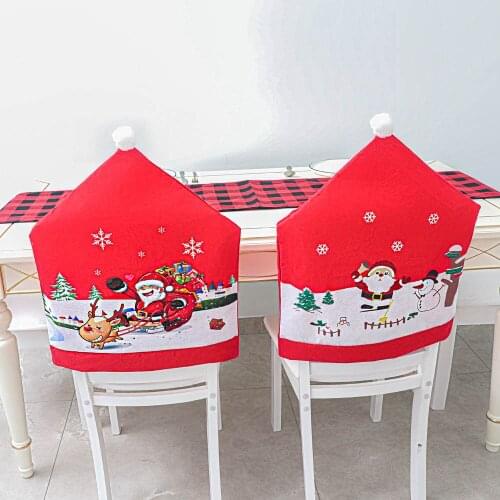 The new Christmas chair set nonwoven print cartoon old man snowman stool set Santa Claus big hat