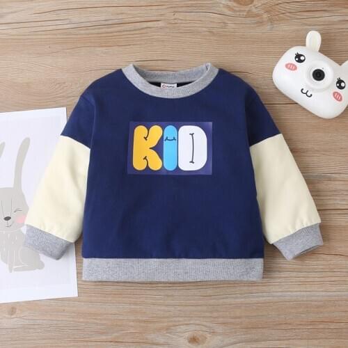 New Spring Fall Winter Baby Sweater Cotton Soft Letter Patchwork Long Sleeve Baby Sweatshirts Fashion Newborn Baby Clothes 0-18M
