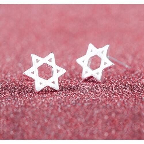New Fashion Jewelery Earrings Simple Silver Plated Hollow Six Star Earrings Earrings Gifts For Girls New Product Launch