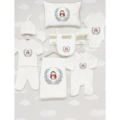 Organic 11 Piece Jacquard Hospital Output-Cozy Winter Series Baby Set Lux 100 Cotton High Quality