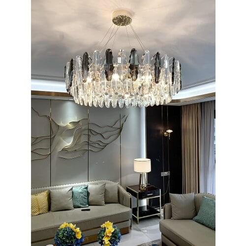 Light luxury dining room chandelier crystal chandelier modern minimalist strip light living room light 2021 new post-modern lamp