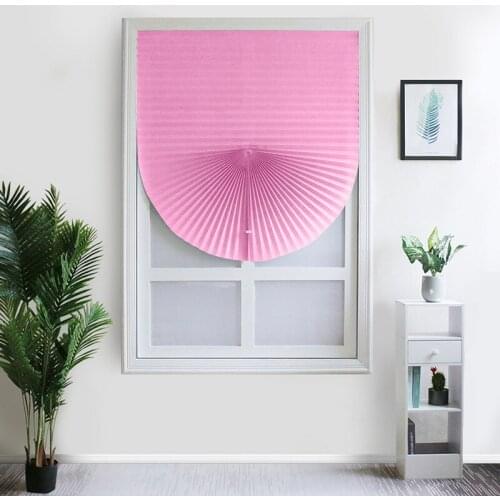 Self-Adhesive Windows Curtain For Kitchen Bathroom Balcony Shades Solid Color Pleated Blinds Half Blackout Curtains For Bedroom