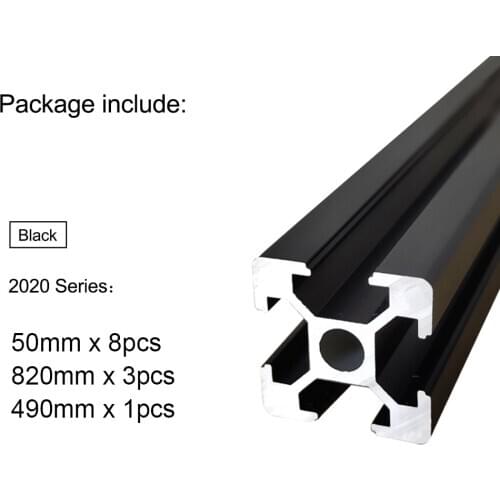 2020 Series Black European Standard Aluminum Profile, include 3X820mm 8X50mm 1X490mm