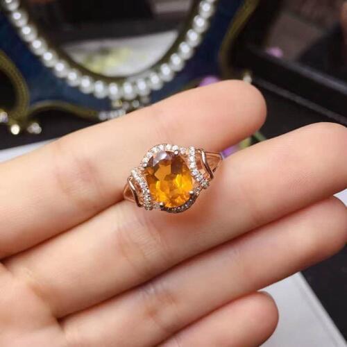 Natural And Real Yellow Citrine Brilliant Engagement Rings for Women Sparkling Fashion Bridals Rings Jewelry 925 Sterling Silve