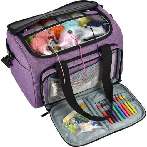 Knitting Bag Portable Yarn Storage Bag Tote Knitting Needles Sewing Supplies Set DIY Household Organizer For Wool Crochet Hooks