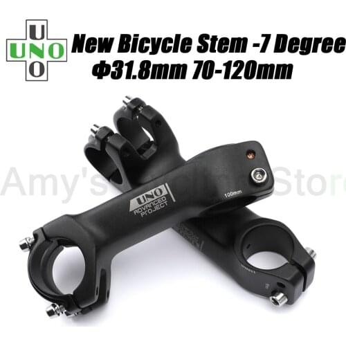 NEW UNO Bicycle Handlebar Parts MTB Stem 31.8 Bar Mount Mountain Road Bike Stem -7 Degree A Down Stem 70-120mm Bicycl Accessorie
