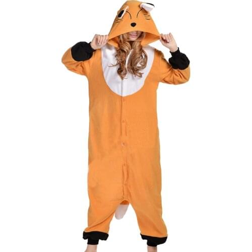 Fox Kigurumi Women Pajamas Fleece Onesies For Adults Animal Cartoon One-piece Pijamas Men Halloween Cosplay Suit Festival Outfit