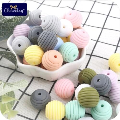 10pcs 15mm Silicone Beads Teethers DIY Threaded Silica Beads BPA Free 4-6 Months Spiral Food Grade Silicone Teething