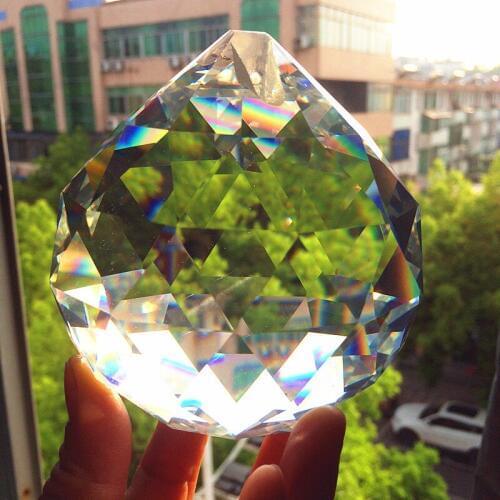 2Pcs 100mm Crystal Hanging Balls Cut Faceted Glass Prism Chandelier Pendants Beads Curtain Hanging Ornament Home Decor DIY