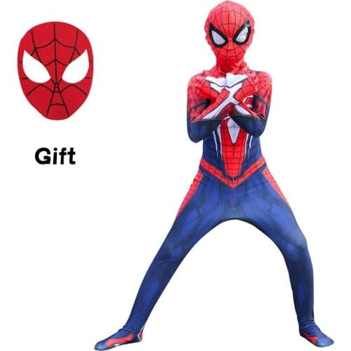 3PCS Anime The Cosplay Spider Boy Girls Costume Attached Removable Mask Halloween Clothing Bodysuit