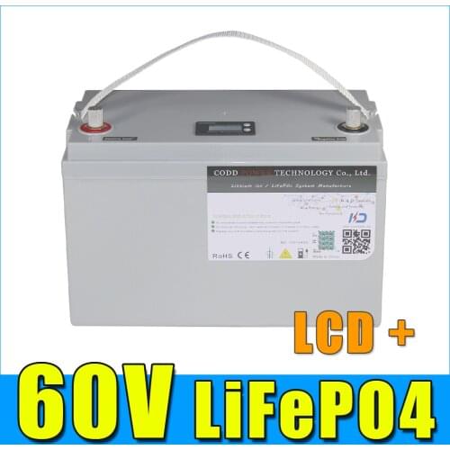 60V 30AH LiFePO4 Battery 60V 2000W 3000W Electric Bike Scooter LCD Waterproof Battery Pack