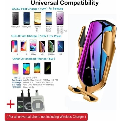 Qi Wireless Car Charger Automatic Clamp 10W Fast Charge Holder forIphone11pro XR XS forHuawei P30Pro Infrared Sensor Phone Mount