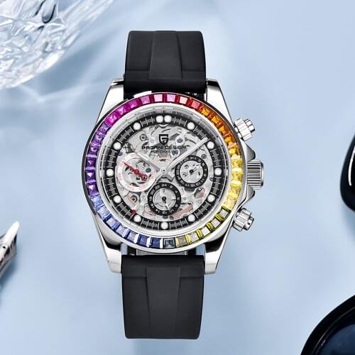 2021 New PAGANI DESIGN Mens Watches Luxury gem Automatic Watch for men Mechanical Wristwatch sport Chronograph 100M Waterproof