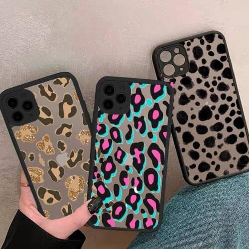 Phone Case For iPhone 12 11 Mini Pro XR XS Max 7 8 Plus X Leopard Matte transparent cover