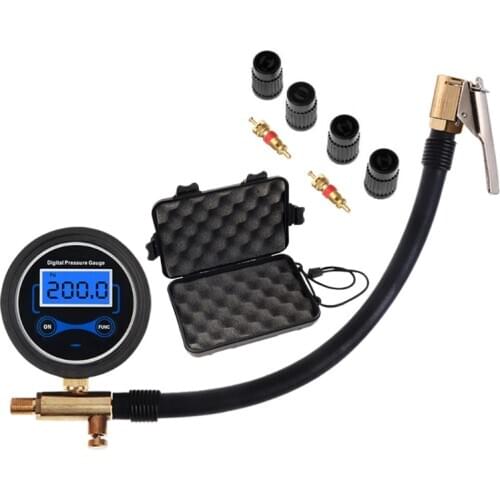 Car Air Tire Inflator Digital Pressure Gauge with Air Chuck & Hose 448A